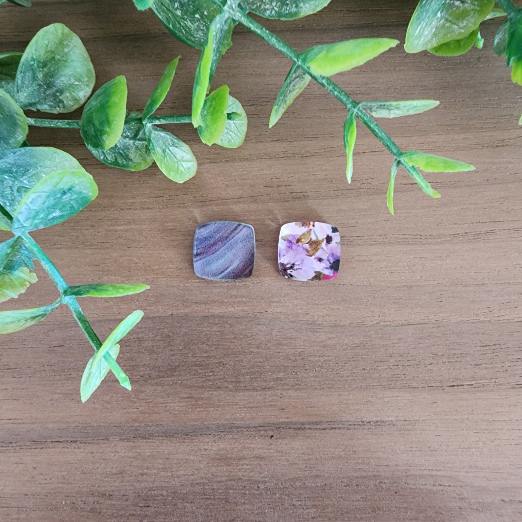 Patterned Acrylic Rounded Square Studs