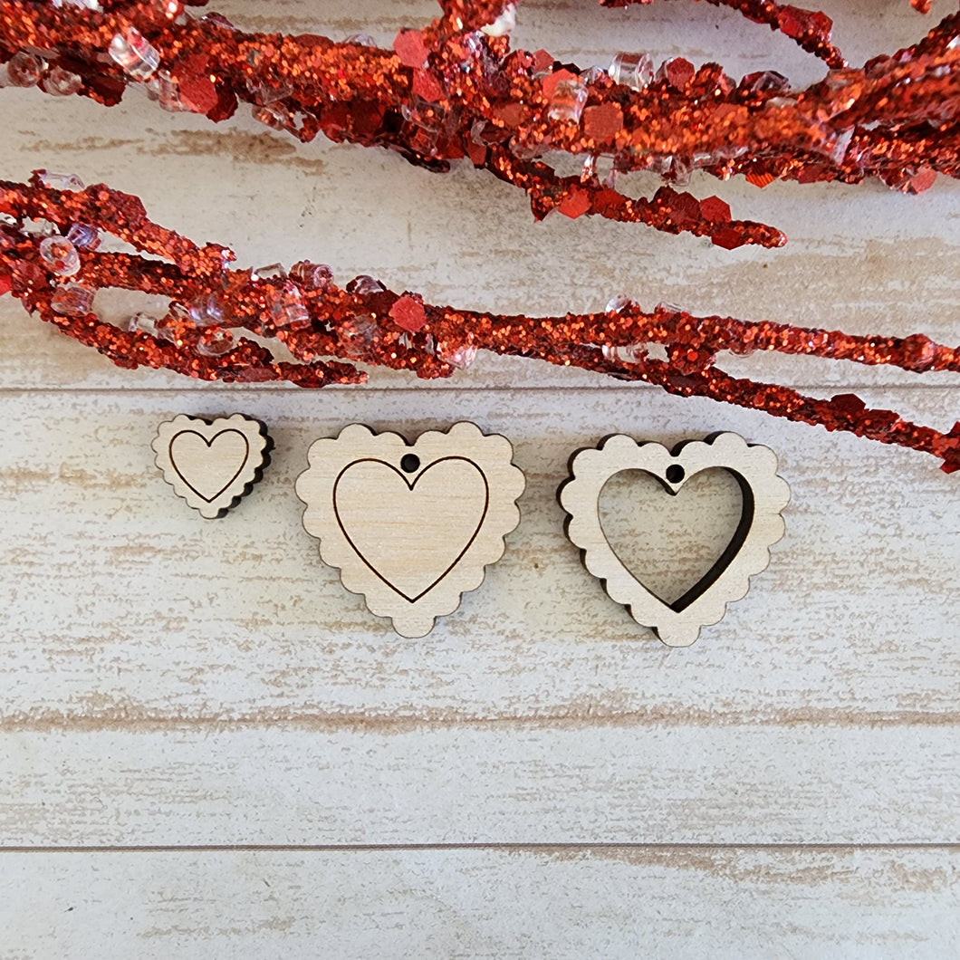 Valentine's Day Large Scalloped Heart Stud & Drops