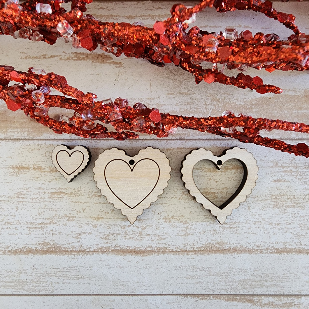 Valentine's Day Small Scalloped Heart Stud & Drops