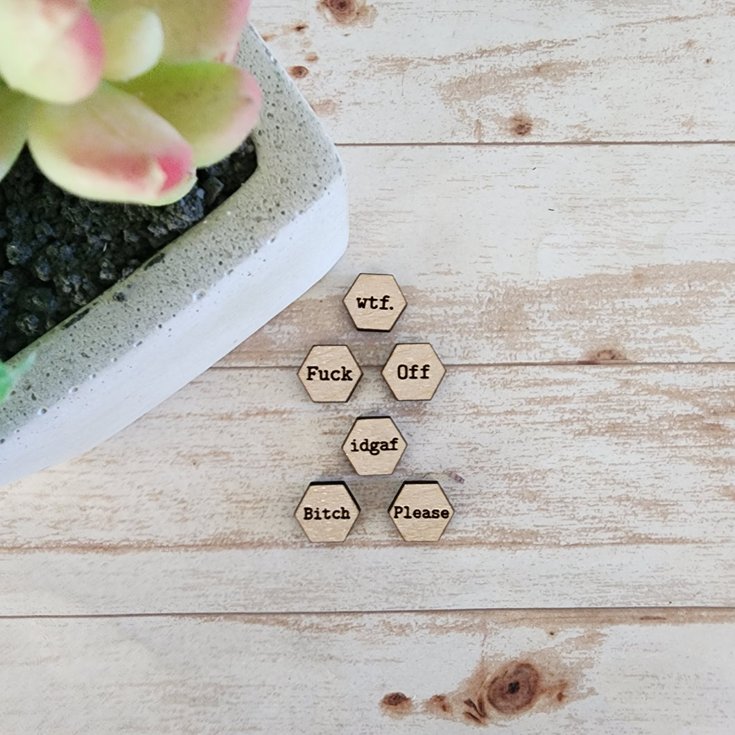 Potty Mouth Hexagon Studs