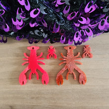 Load image into Gallery viewer, Mardi Gras Acrylic Crawfish Earrings
