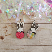 Load image into Gallery viewer, Easter Patterned Wood Bunny &amp; Egg 2 Piece Drops
