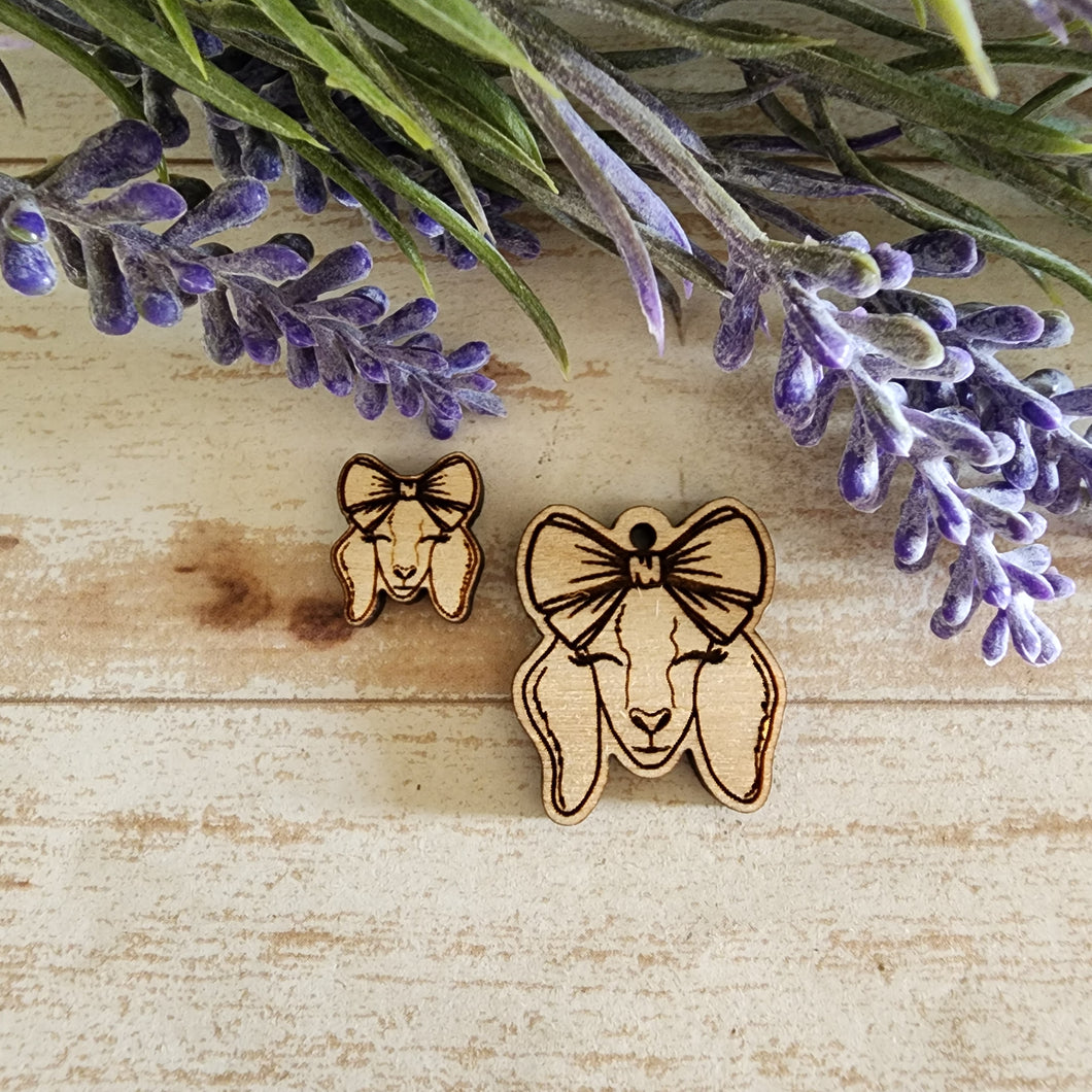 Goat with Long Ears & Bow Stud & Drop