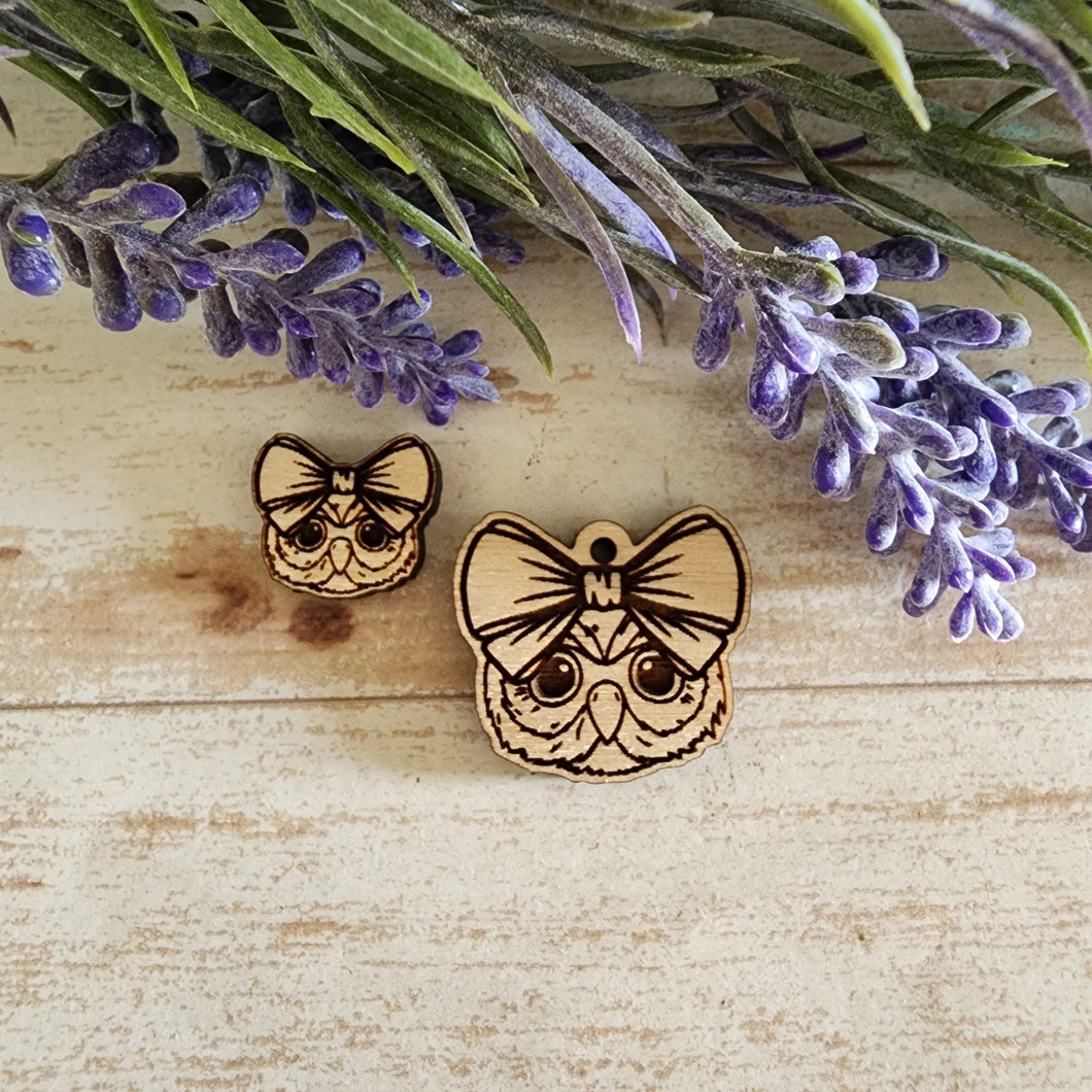 Owl with Bow Stud & Drop