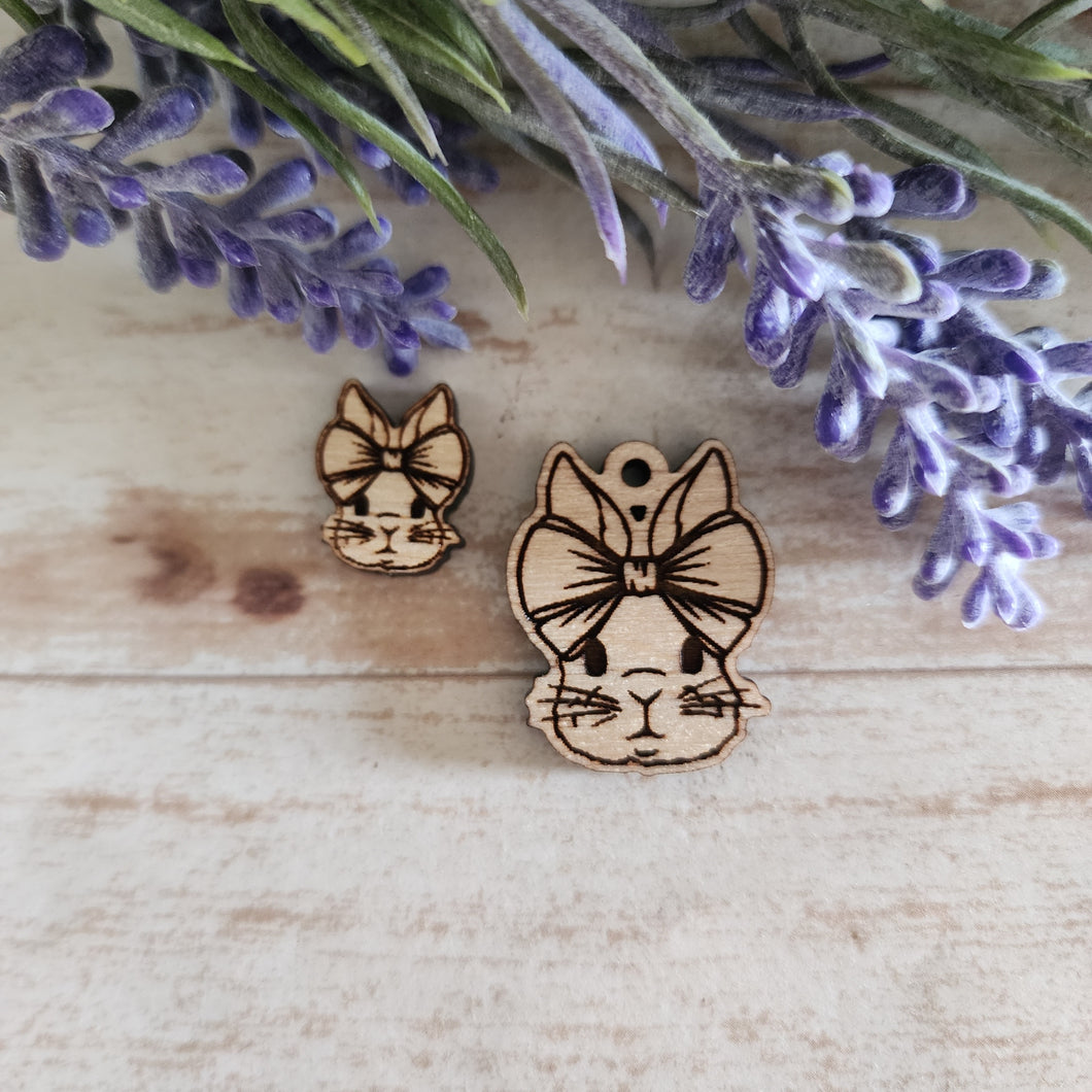Rabbit with Bow Stud & Drop