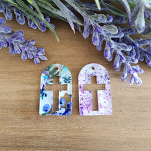 Load image into Gallery viewer, Patterned Acrylic Tombstone with Cutout Traditional Cross Drop

