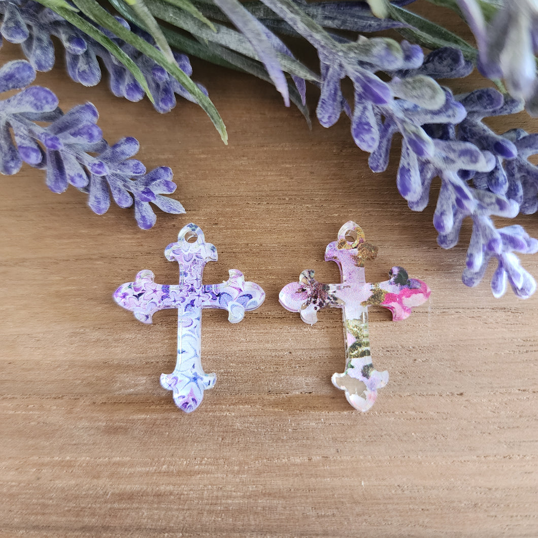 Patterned Acrylic Decorative Cross Drop