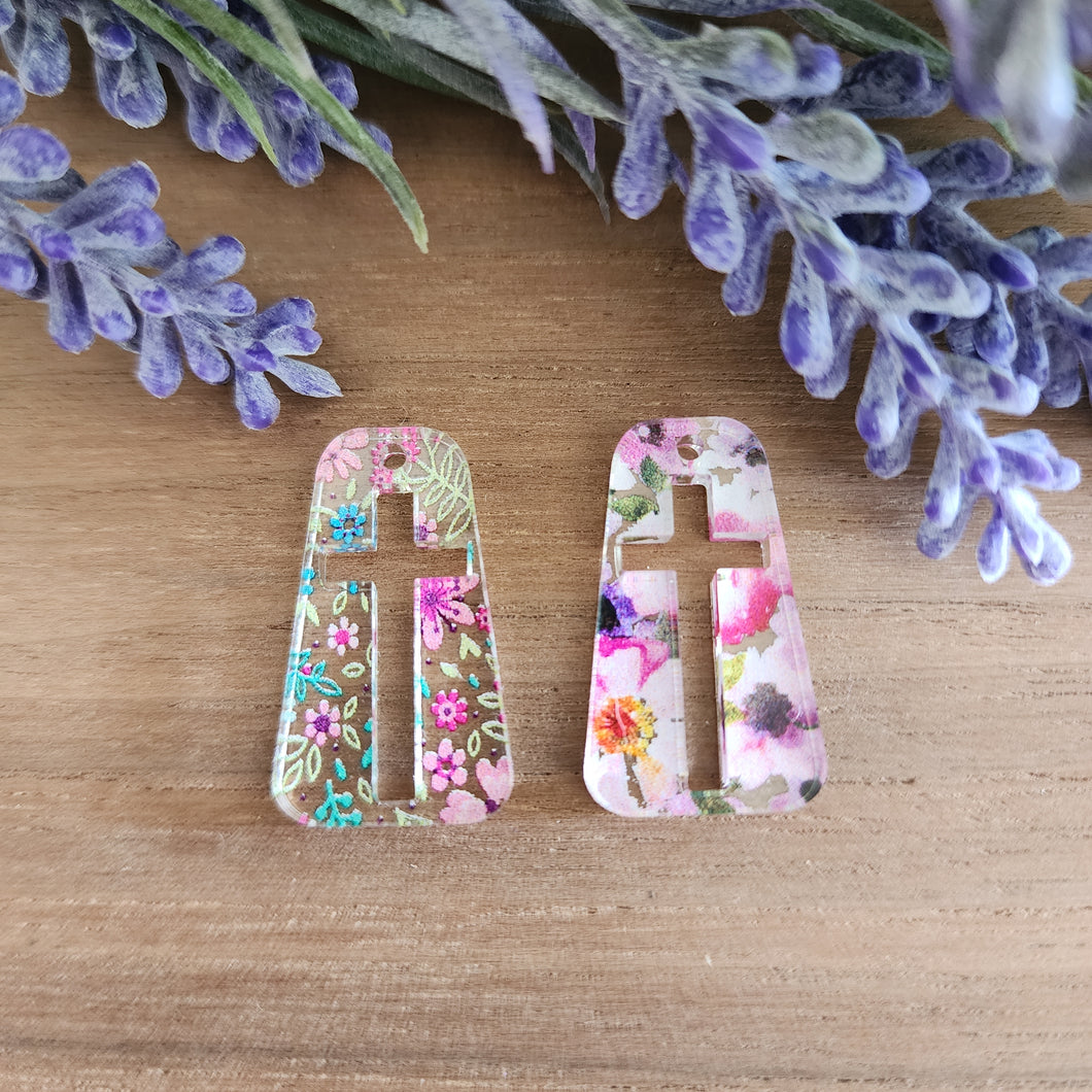Patterned Acrylic Tapered Cutout Cross Drop