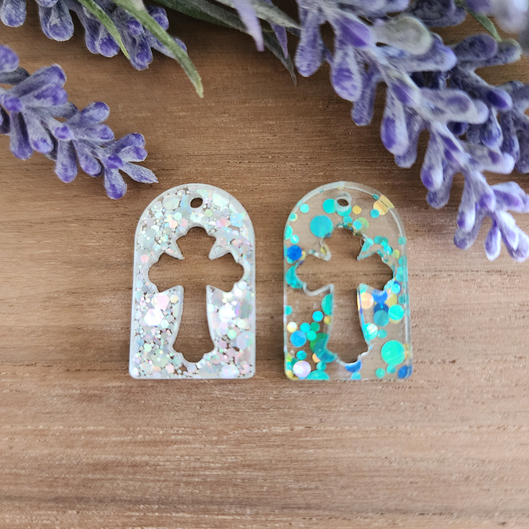 Acrylic Tombstone with Cutout Thick Cross Drop