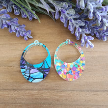 Load image into Gallery viewer, Patterned Acrylic Half Cutout Oval Drop
