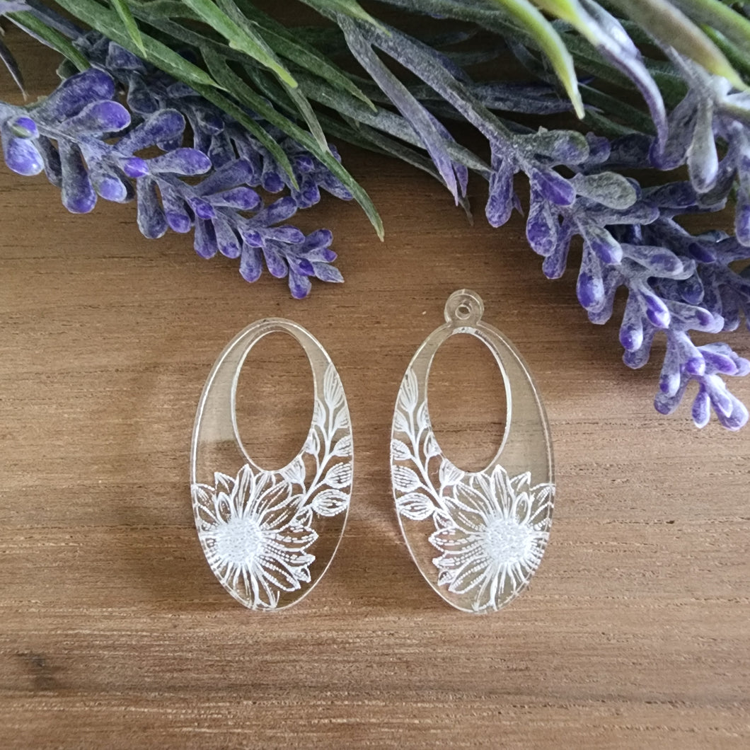 Acrylic Sunflower Cutout Oval Drops