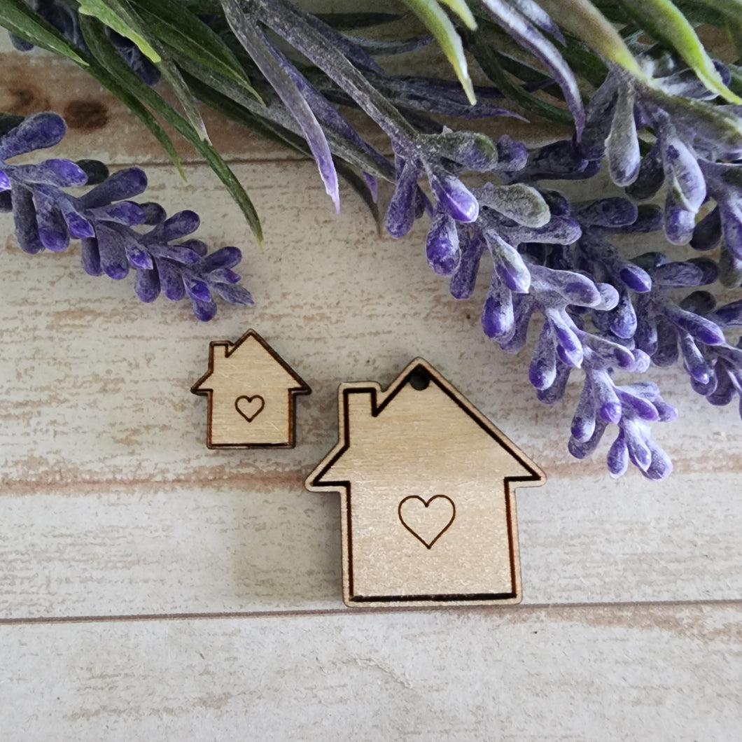 House with Heart Stud & Drop