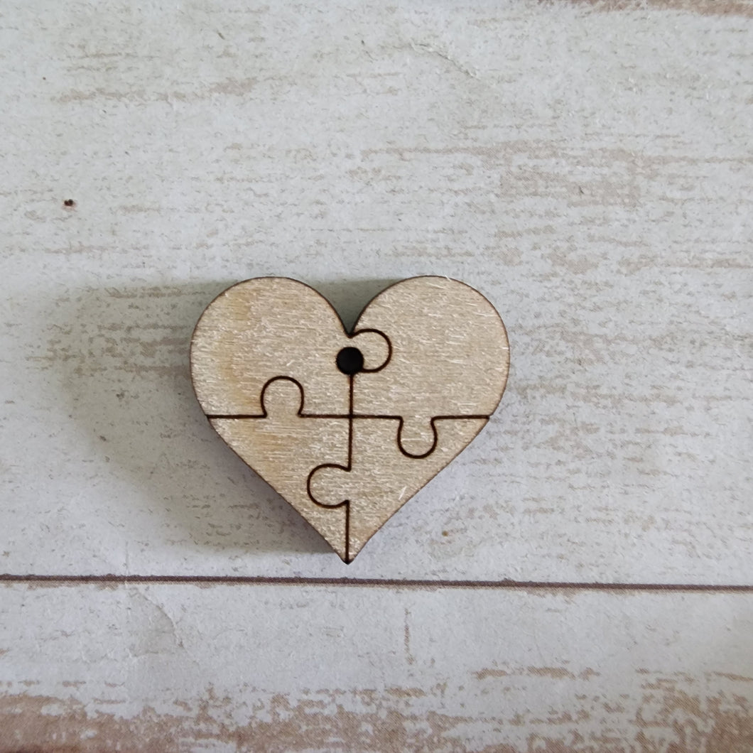 Puzzle Piece Heart Stud & Drop