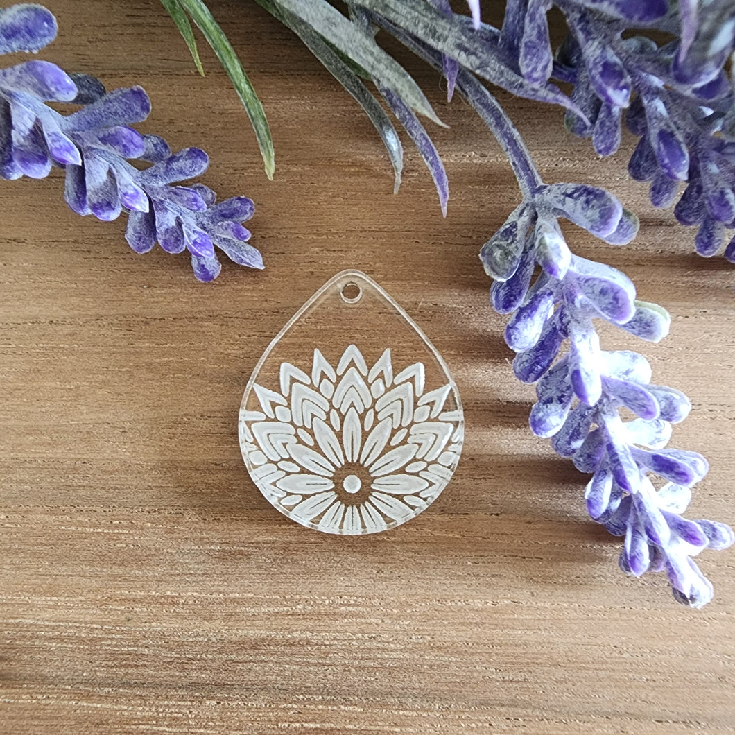 Acrylic Lotus Mandala Teardrop