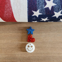 Load image into Gallery viewer, Patriotic Acrylic Triple Star, Heart, Happy Face Drops
