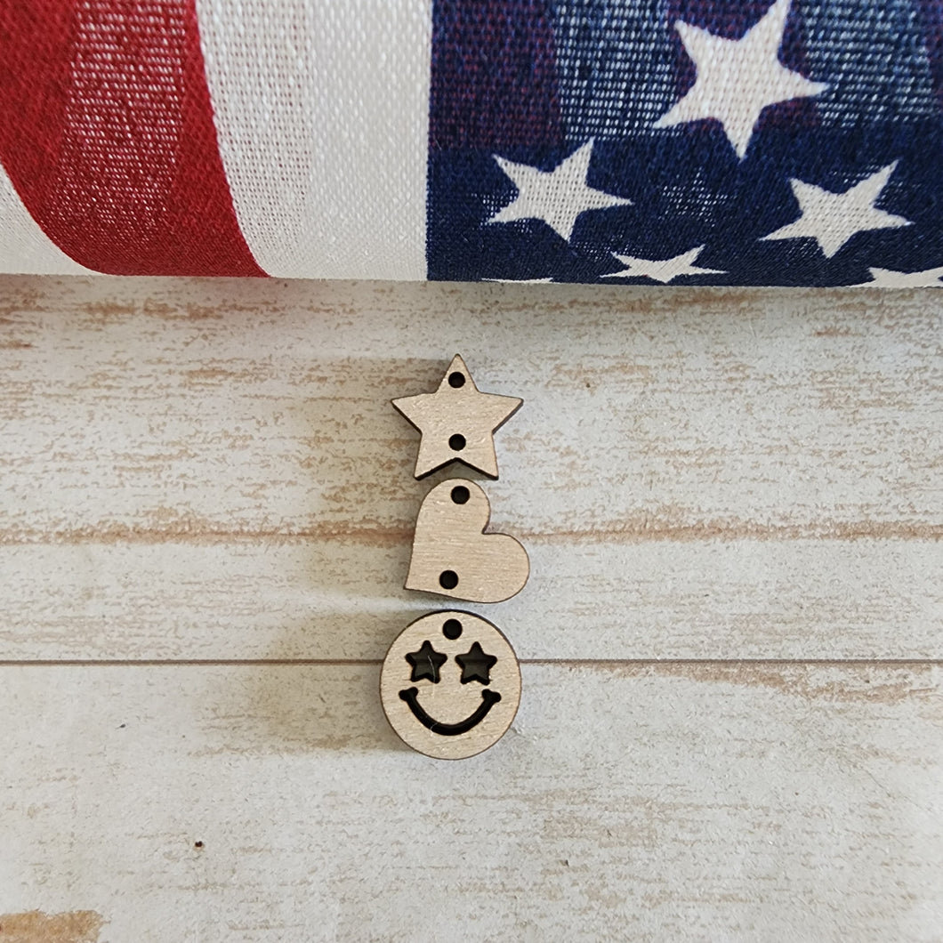 Patriotic Triple Star, Heart, Happy Face Drops