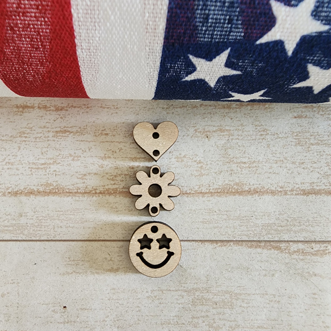 Patriotic Triple Heart, Flower, Happy Face Drops