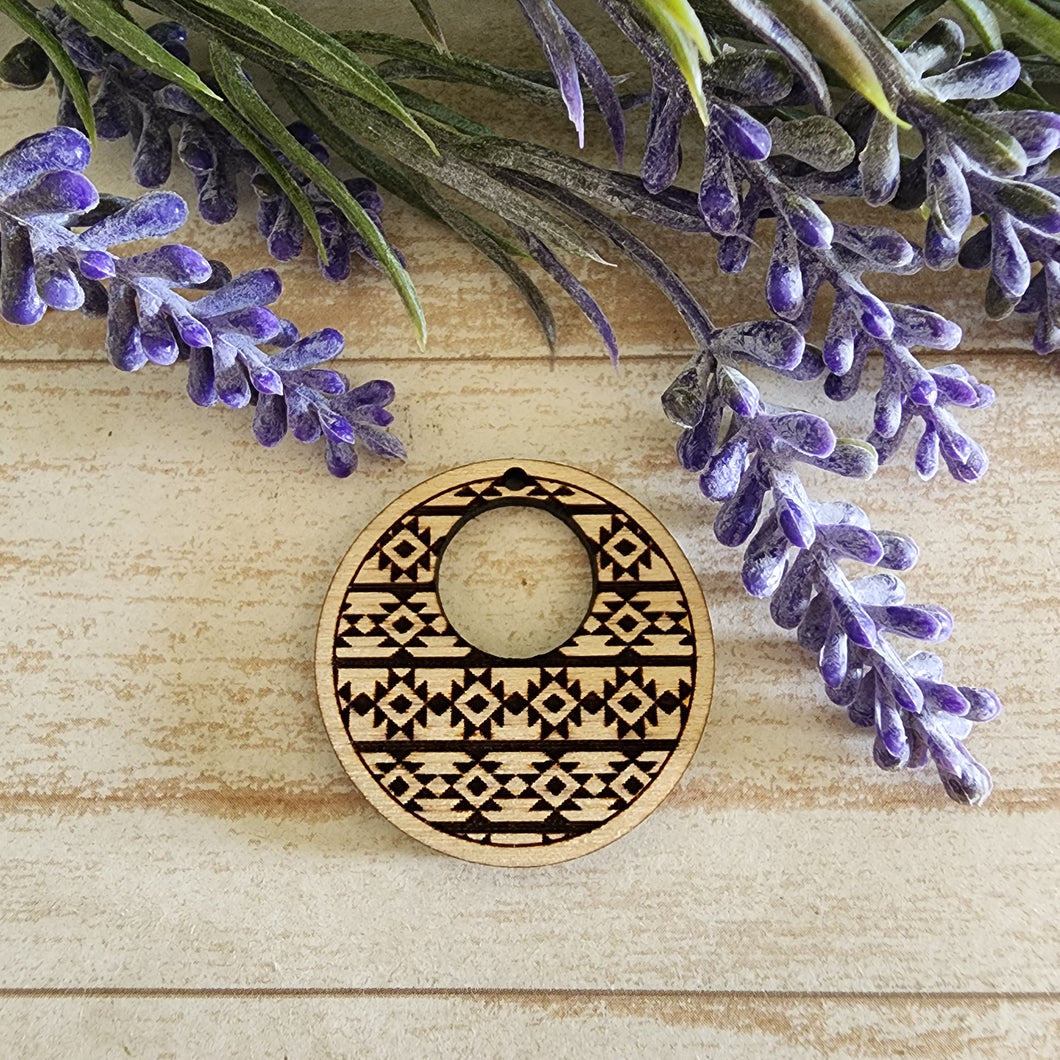 Aztec Bands Bordered Cutout Round Drop