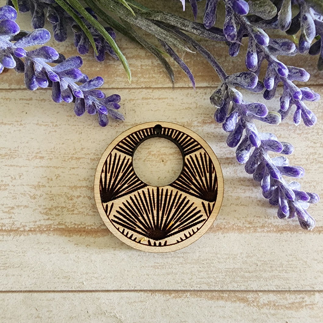 Palm Fans Bordered Cutout Round Drop