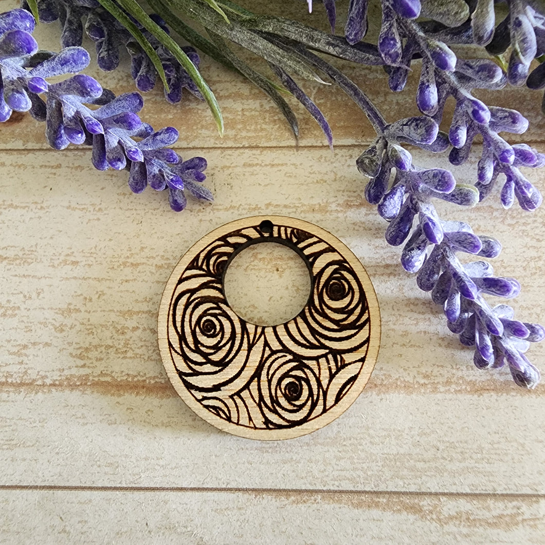 Swirling Roses Bordered Cutout Round Drop