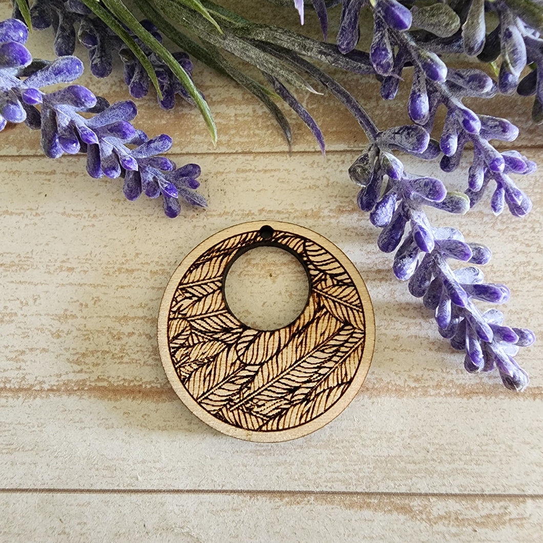 Feathers Bordered Cutout Round Drop