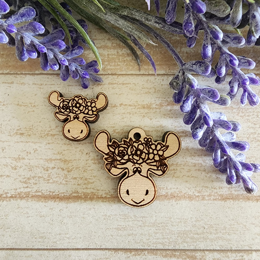 Moose with Flower Crown Stud & Drop