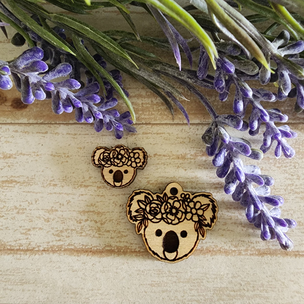 Koala with Flower Crown Stud & Drop