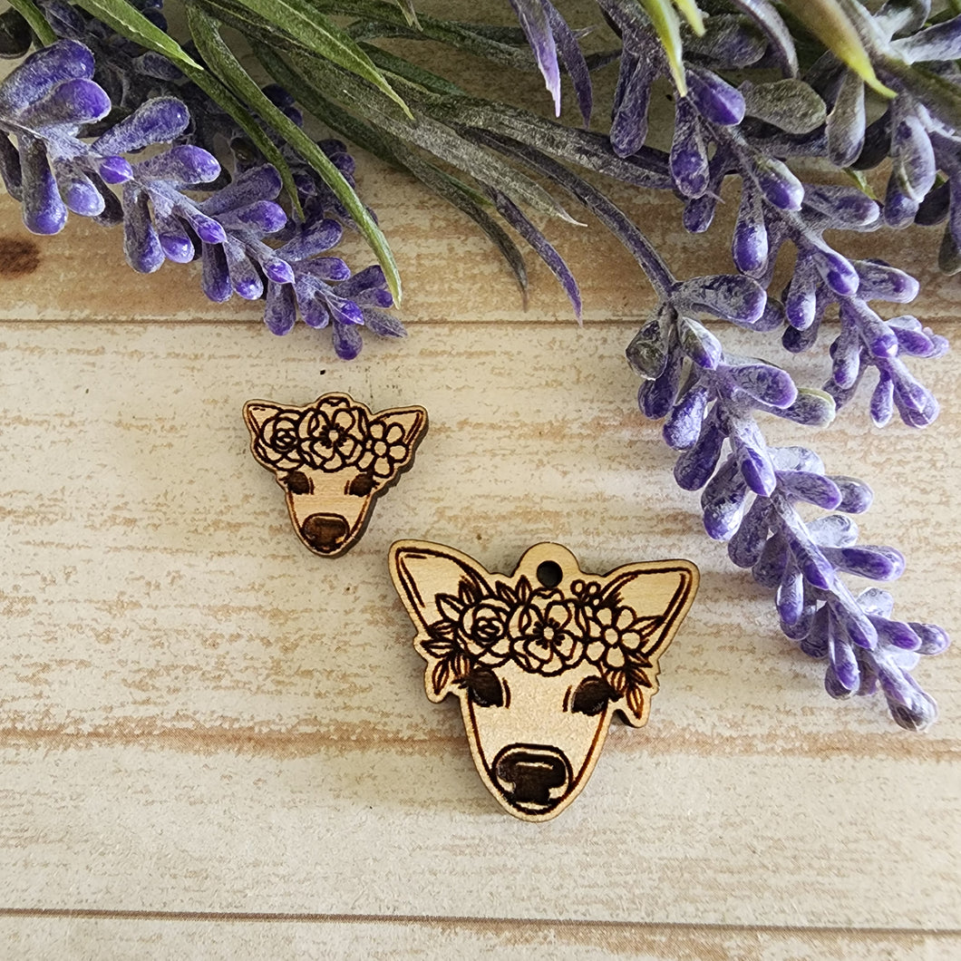 Deer with Flower Crown Stud & Drop