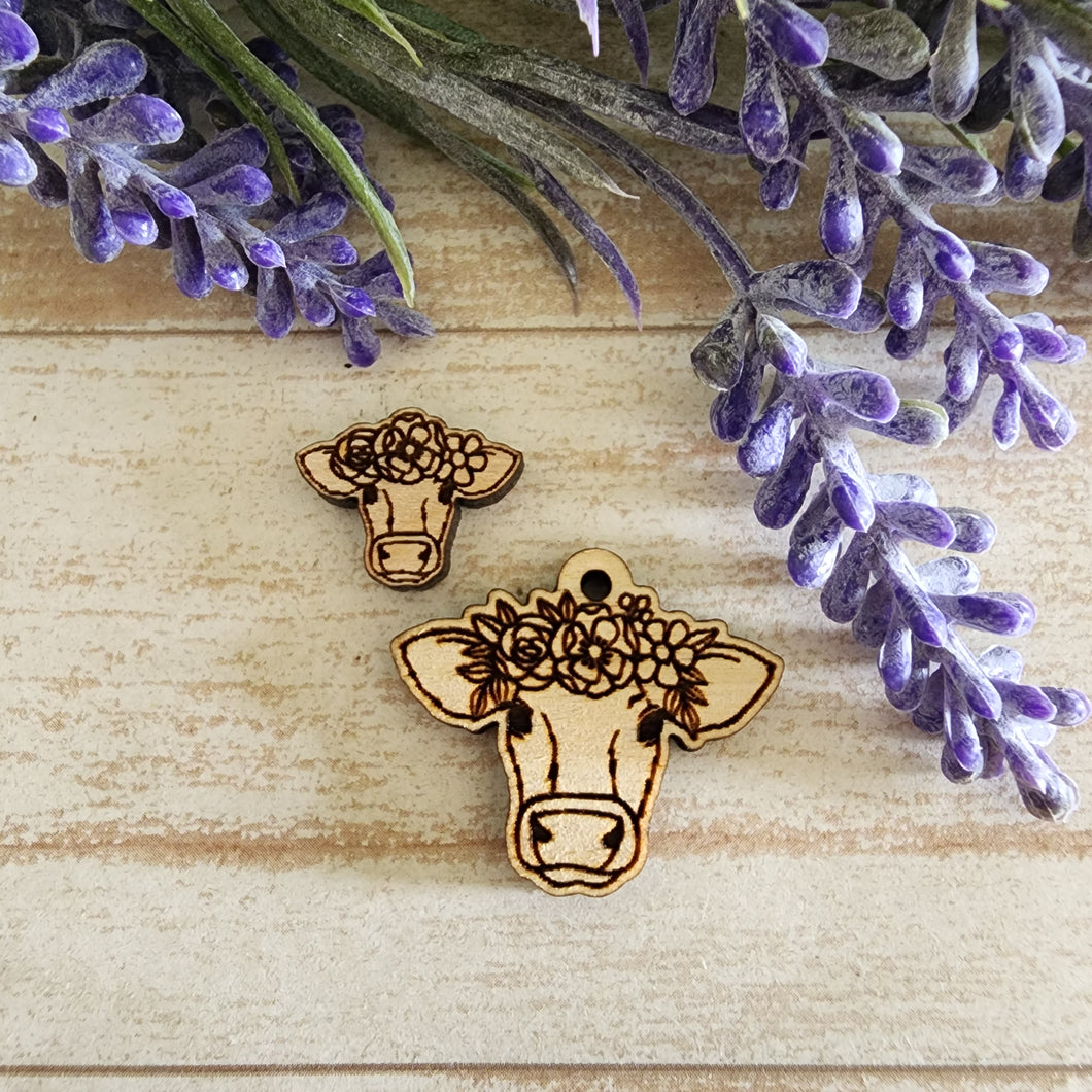 Cow with Flower Crown Stud & Drop