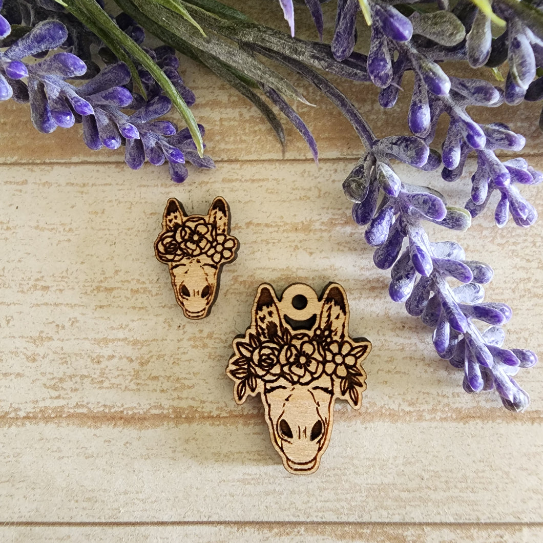 Donkey with Flower Crown Stud & Drop