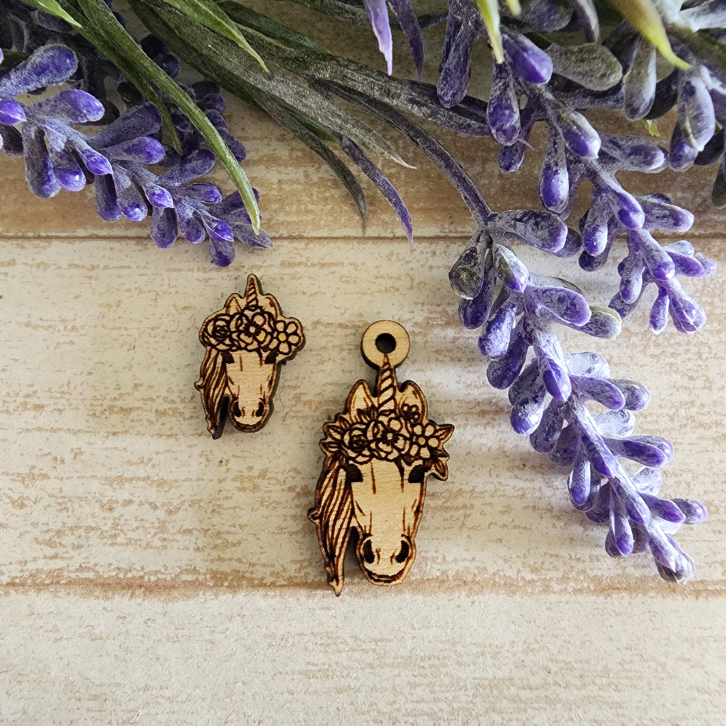 Unicorn with Flower Crown Stud & Drop