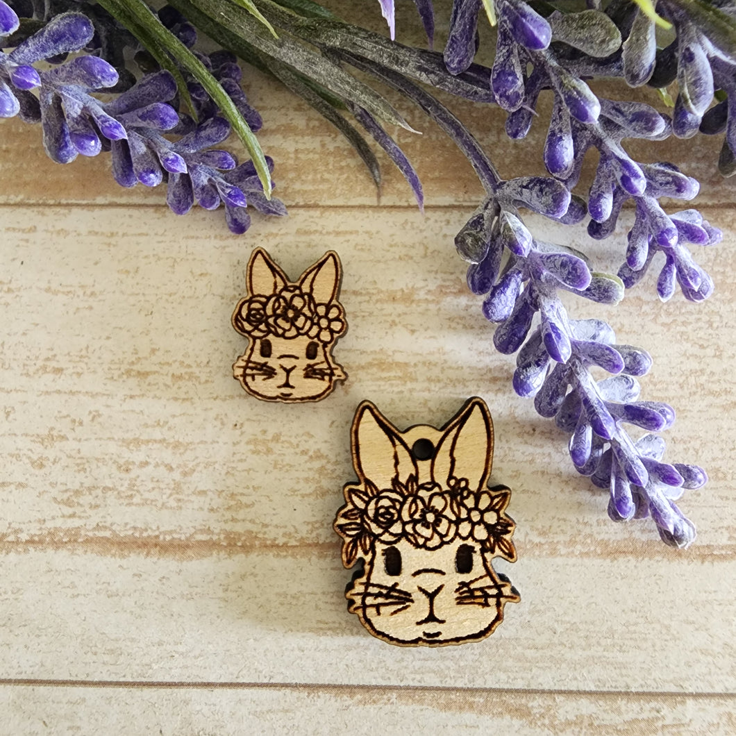 Rabbit with Flower Crown Stud & Drop
