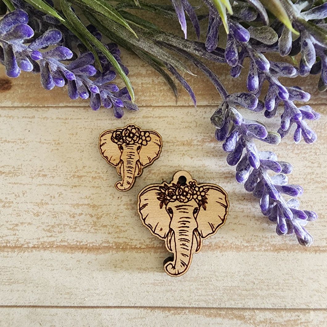Elephant with Flower Crown Stud & Drop