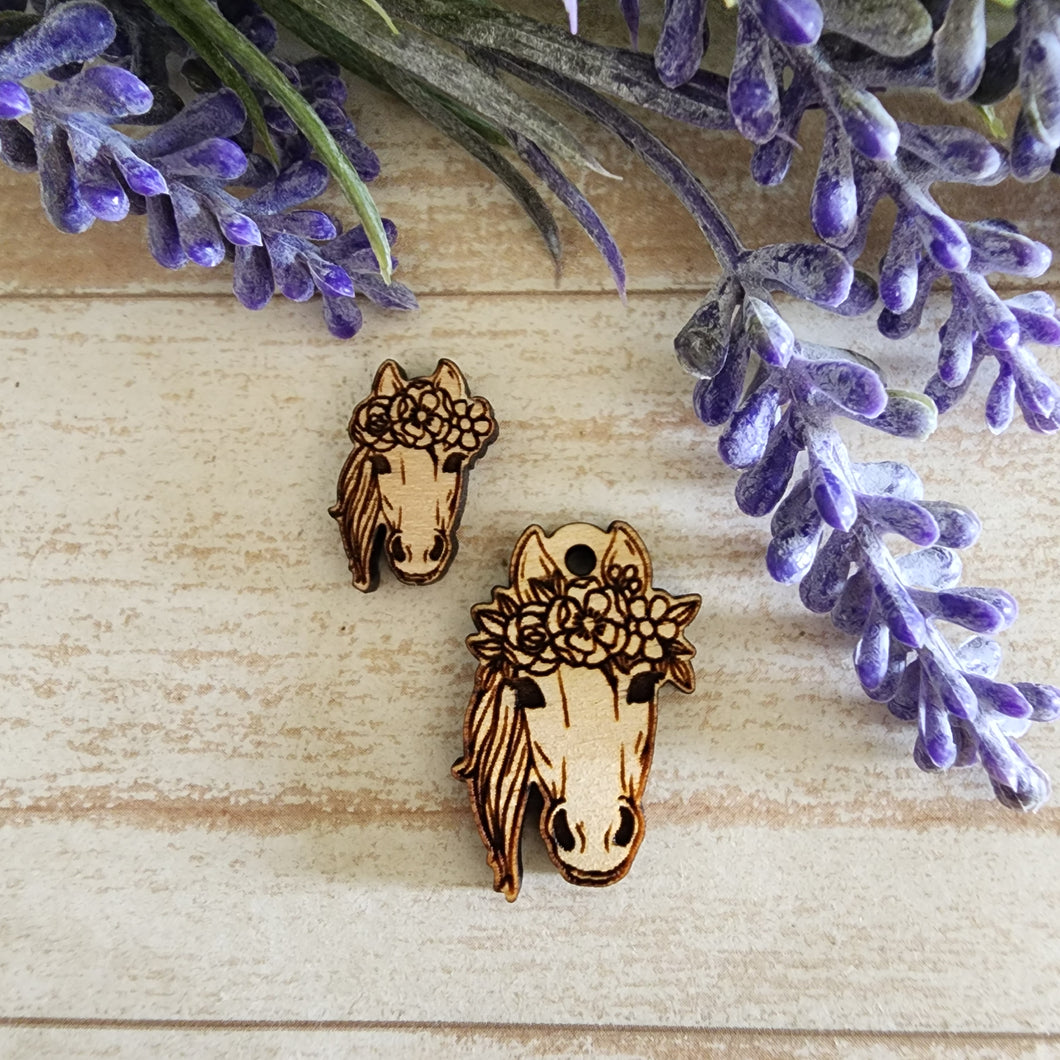 Horse with Flower Crown Stud & Drop