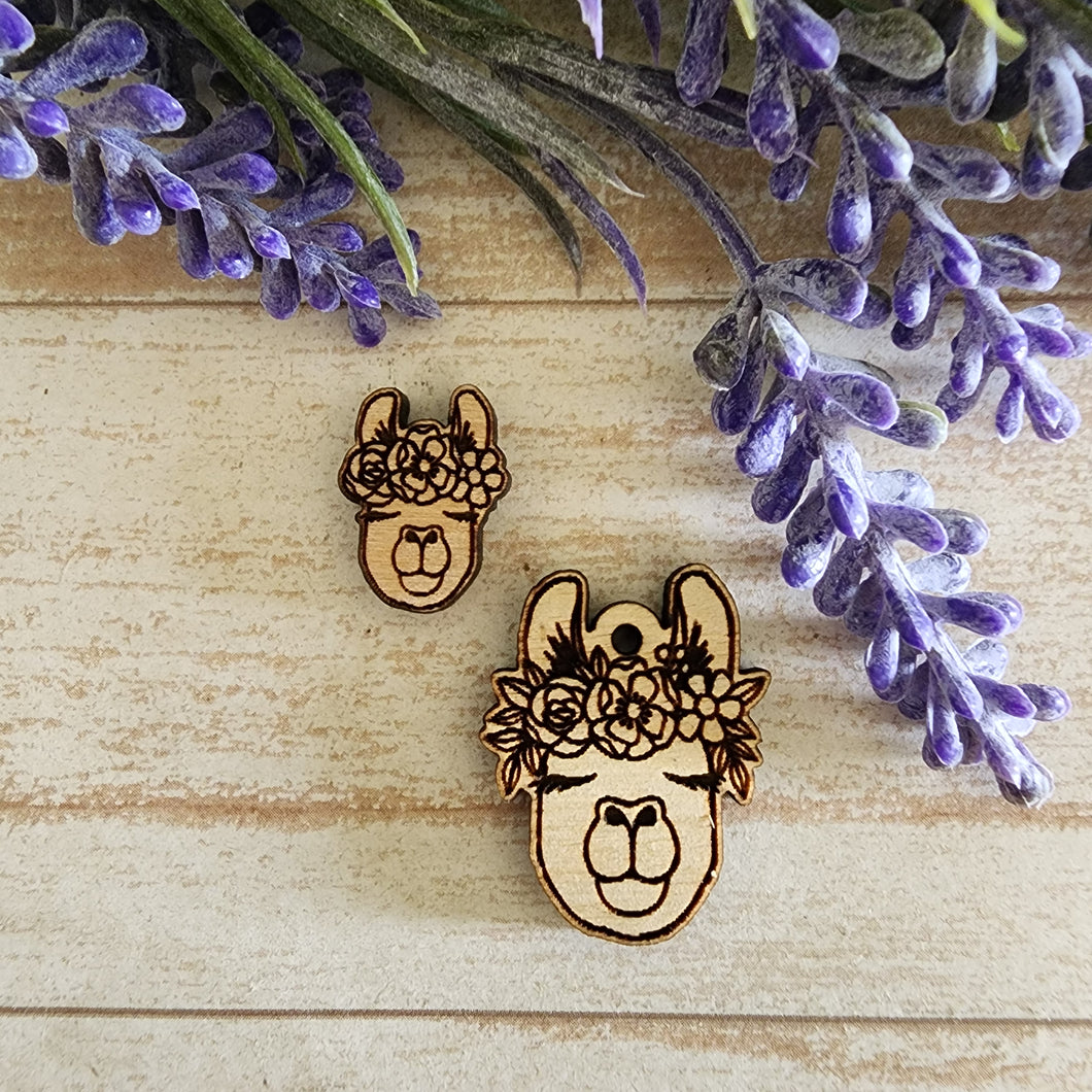 Llama with Flower Crown Stud & Drop