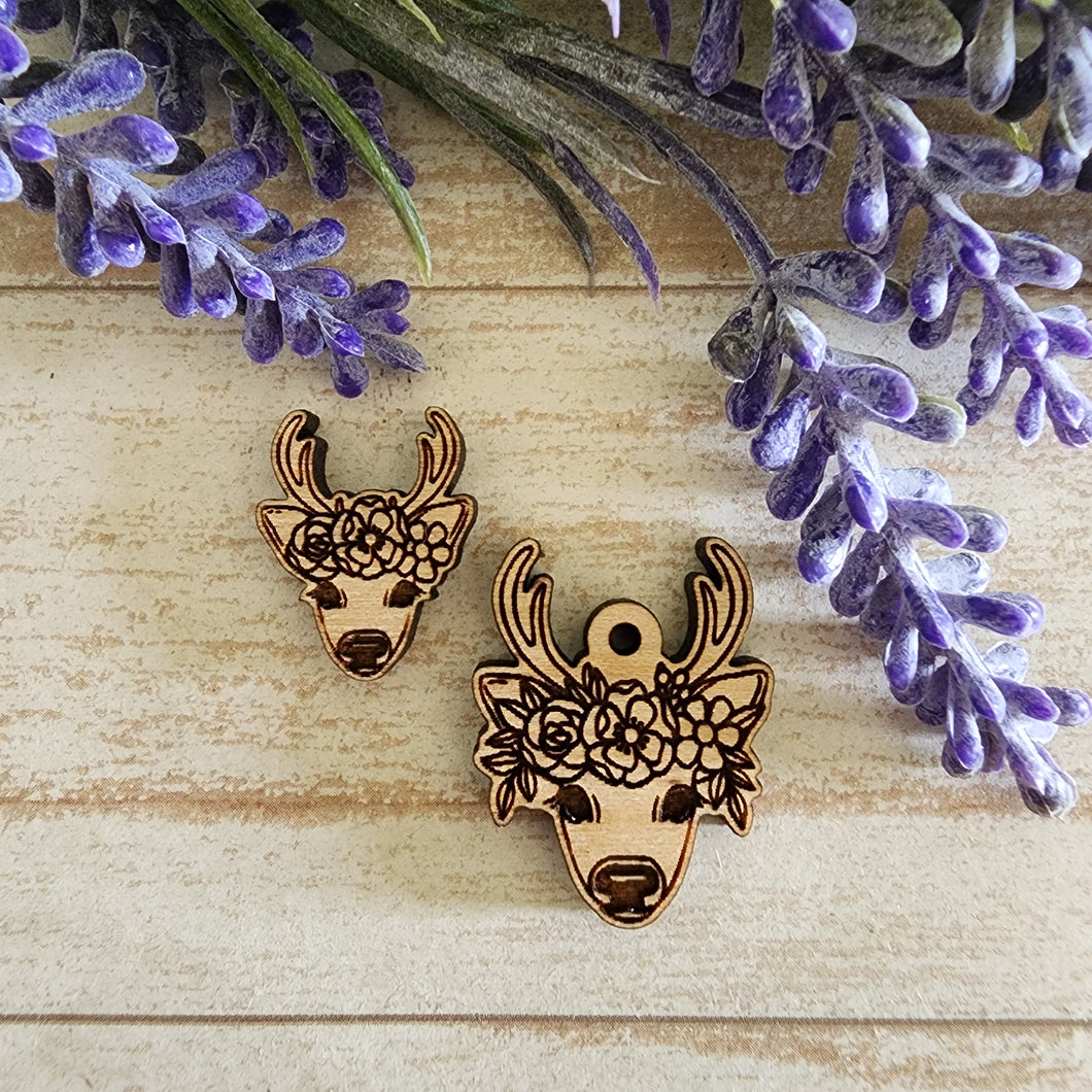 Reindeer with Flower Crown Stud & Drop