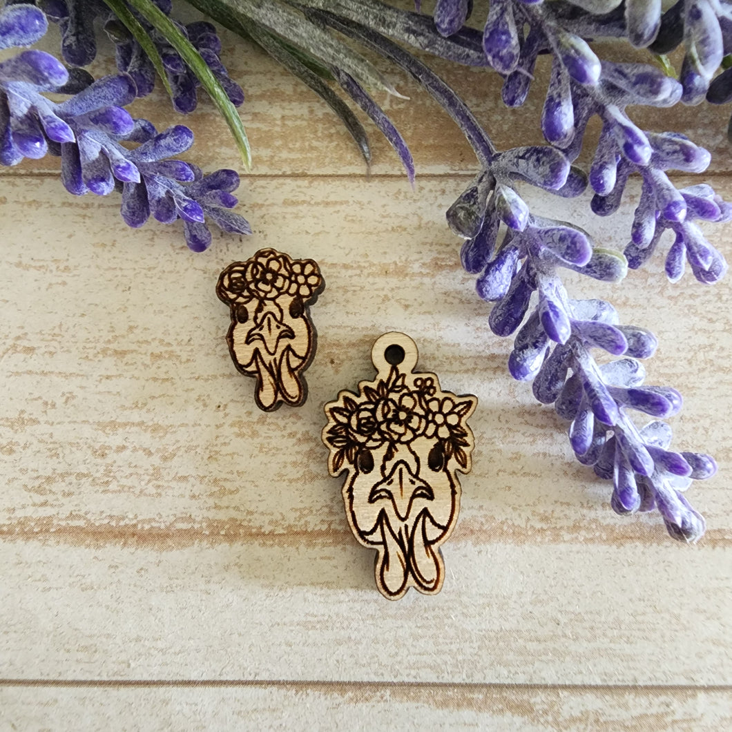 Chicken with Flower Crown Stud & Drop
