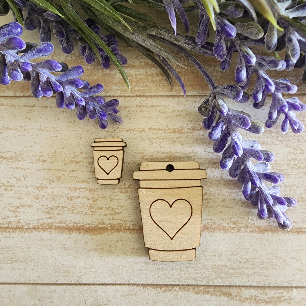 Coffee Cup with Heart Stud & Drop