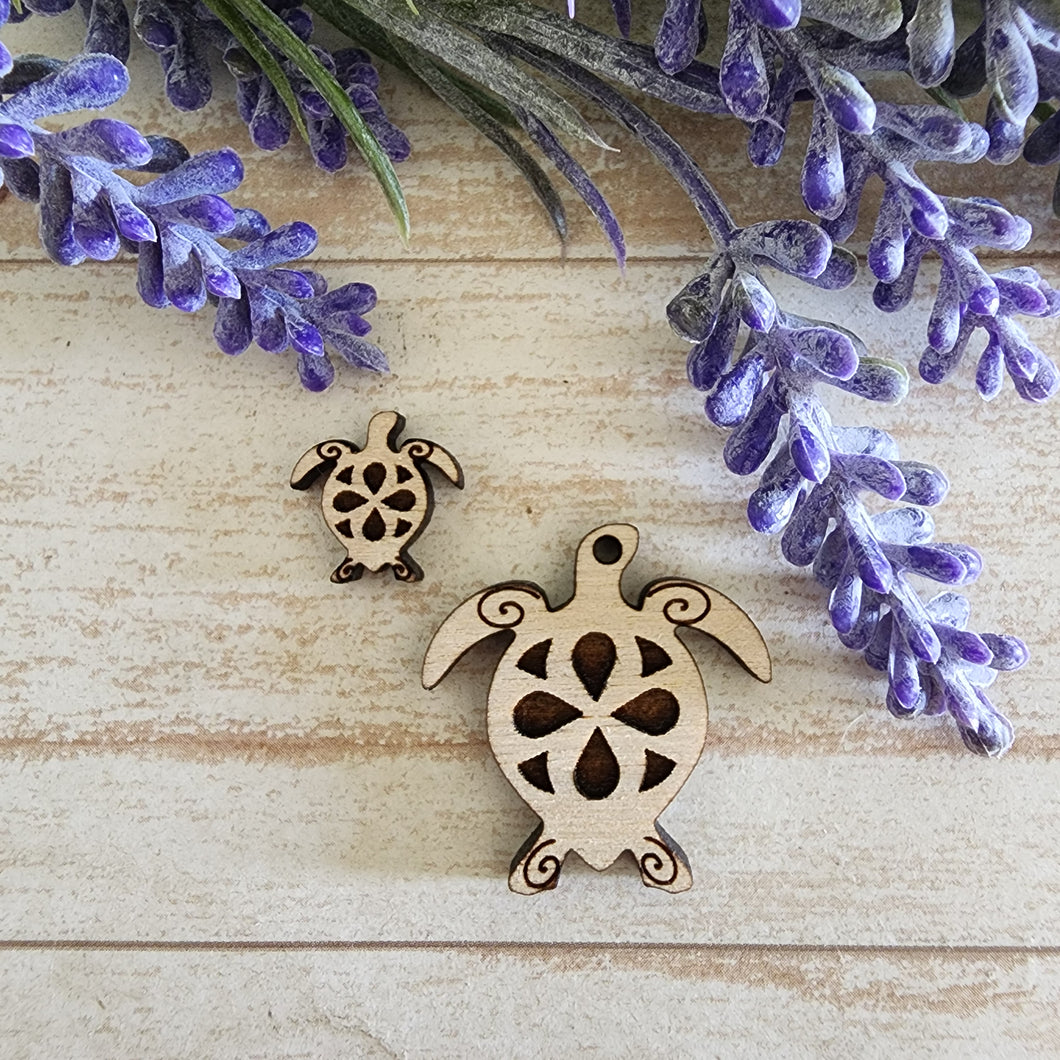 Turtle with Patterned Shell Stud & Drop