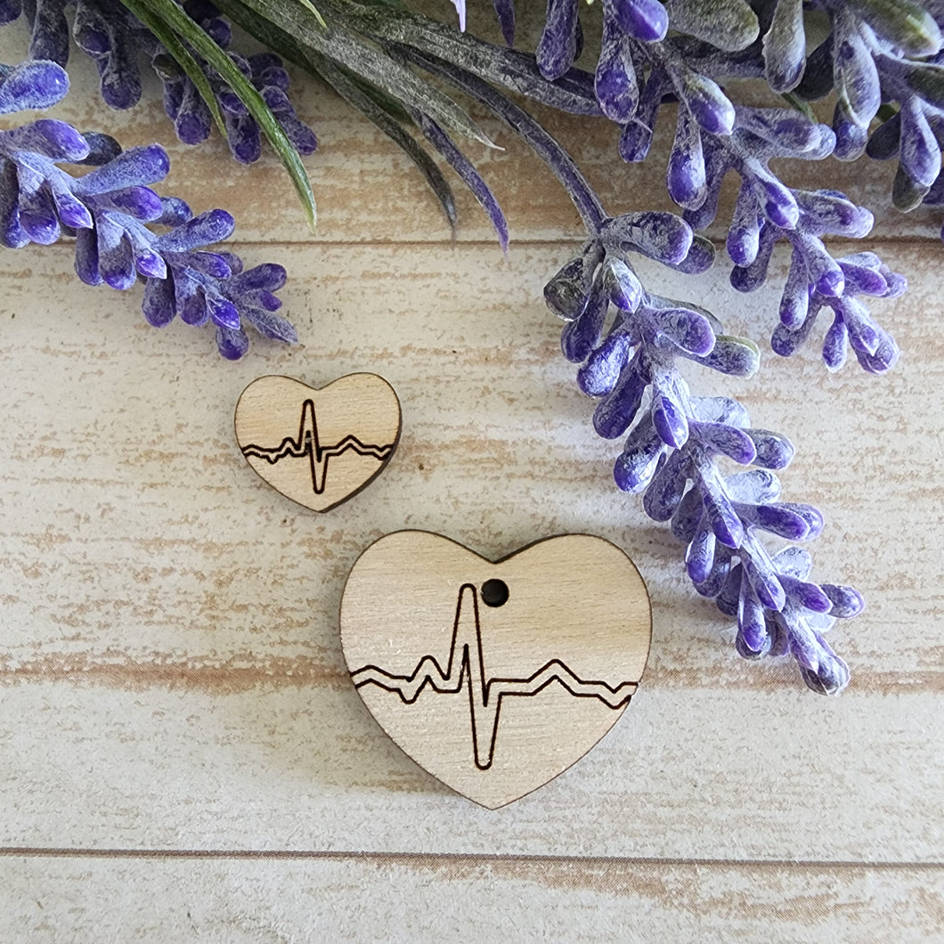 Heart with EKG Stud & Drop