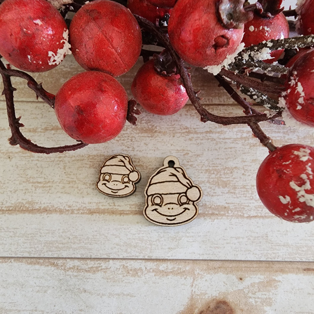 Christmas Frog with Santa Hat Stud & Drop