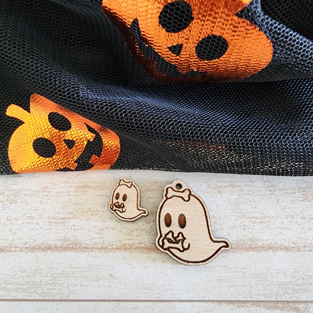 Halloween Ghost with Bones Stud & Drop