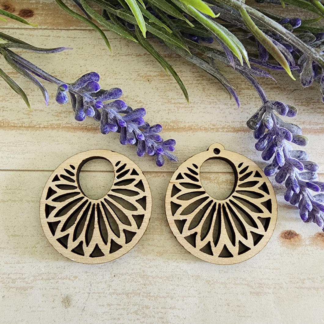 Boho Sunflower Cutout Round Drops