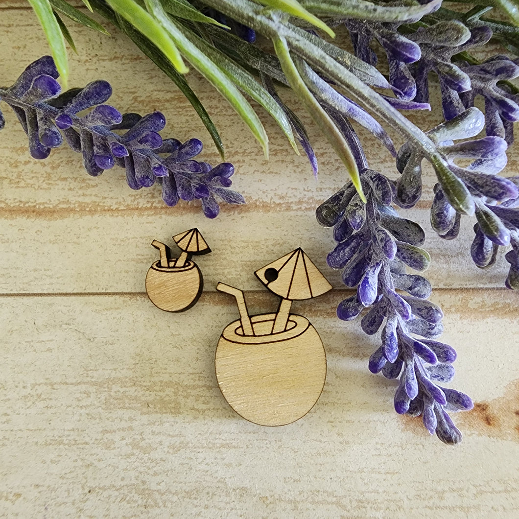 Summer Beach Coconut Drink Stud & Drop