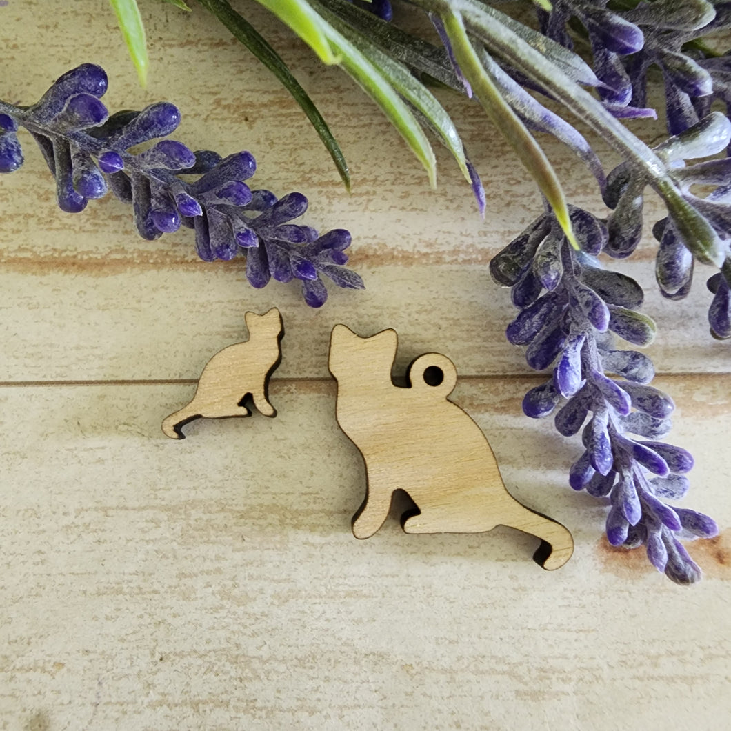 Cat Silhouette Shaped Stud & Drop