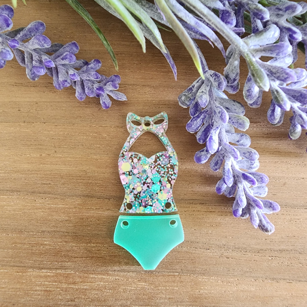 Summer 2 Piece Swimsuit Acrylic Drops