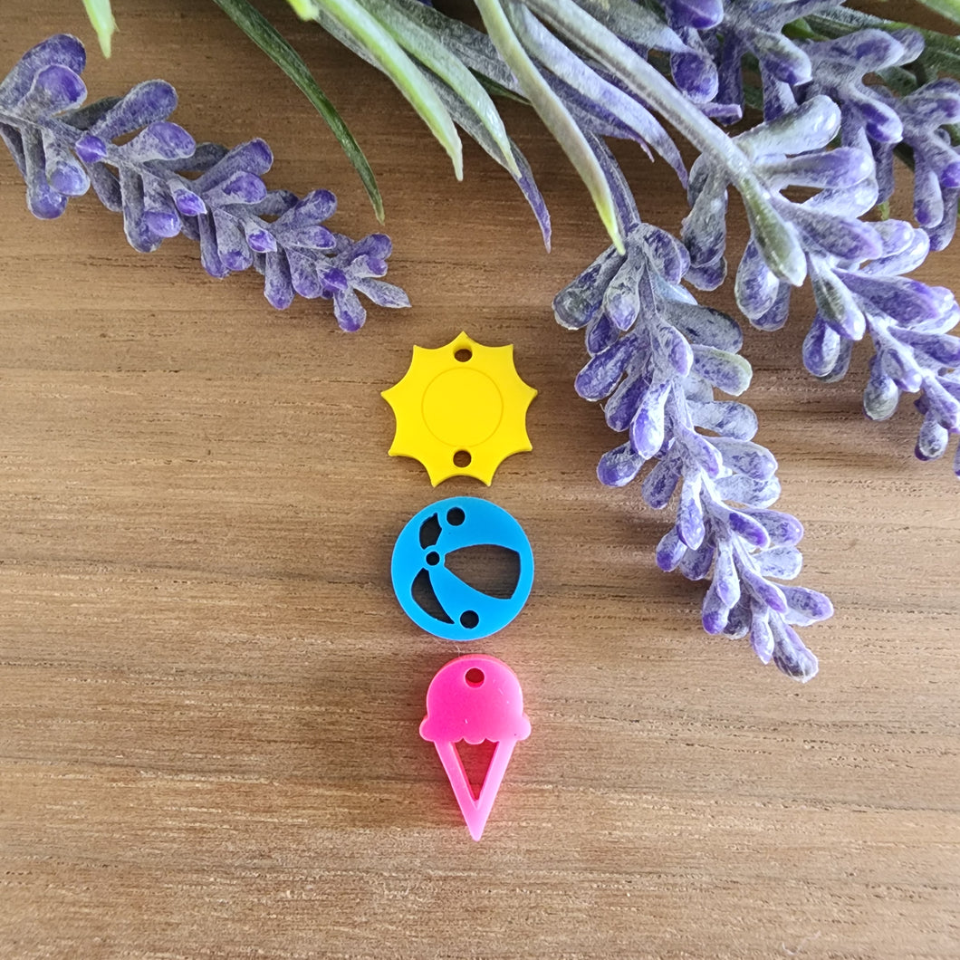 Summer Acrylic Triple Sun, Beach Ball, & Ice Cream Drops