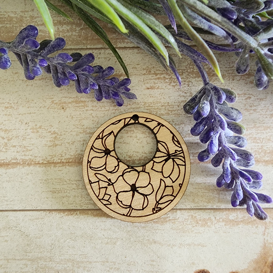 Magnolia Flowers Bordered Cutout Round Drop