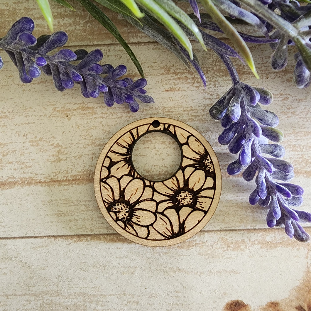 Flowers Bordered Cutout Round Drop