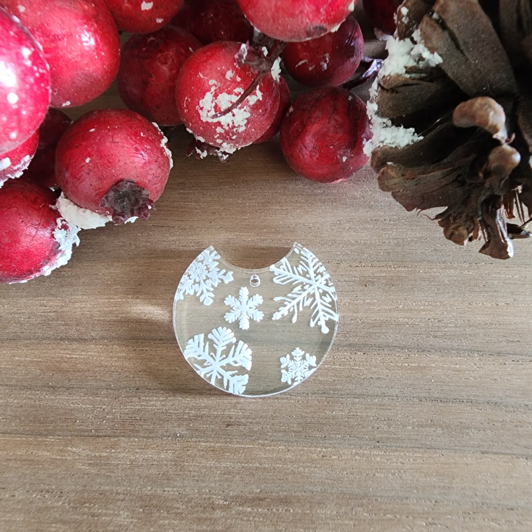 Winter Acrylic Snowflake Collage Deep Cutout Round Drop